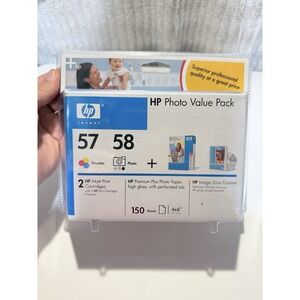 HP Photo Value Pack 57 Color Ink & 58 series 4x6 100 Sheets Expired 2006 w/CD